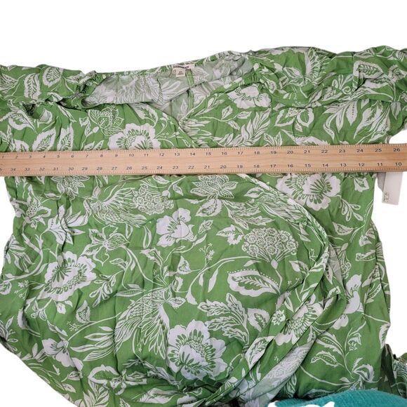 Goodthreads Women's Fluid Twill Wrap Midi Dress Green/White Floral Size XX-Large - Picture 13 of 14